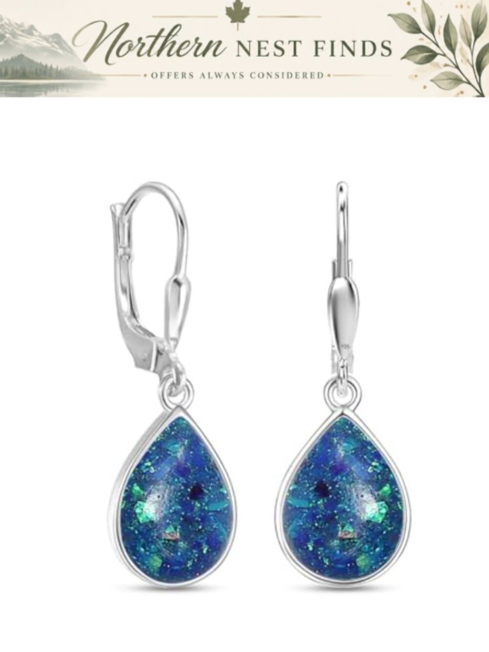 925 Sterling Silver Teardrop Dangle Earrings Leverback Drop